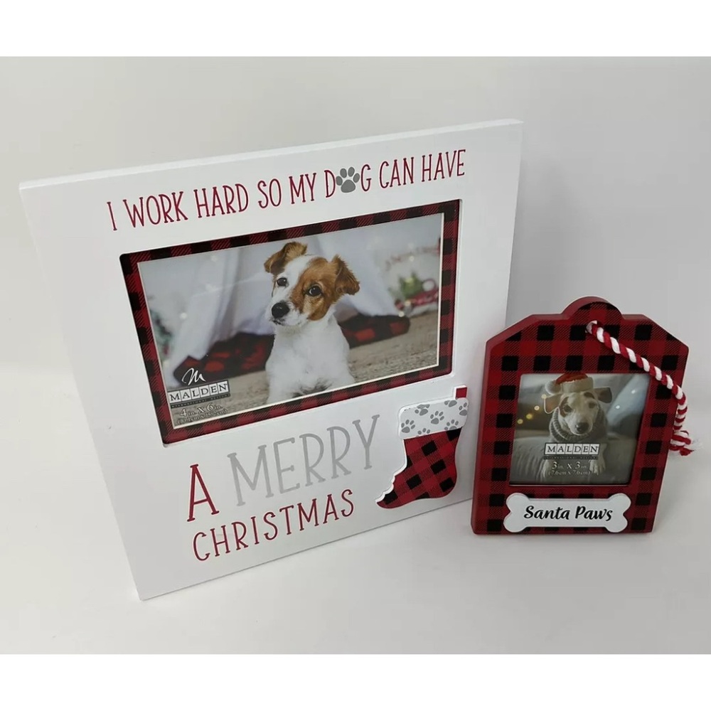 Malden Holiday Christmas Dog Frame & Ornament Set